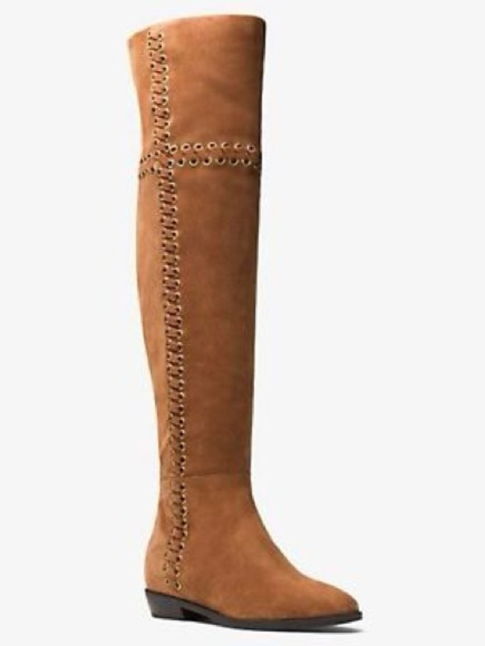 Michael Kors Malin Grommet Carmel Suede Leather Over The Knee Boots